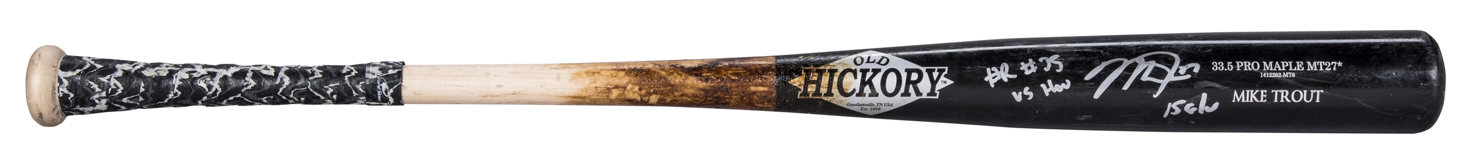 2015 Mike Trout Game Used and Signed Old Hickory 33.5 PRO MAPLE MT27 Model Bat Used For Home Run #35 Vs. Houston on 9/13/15 (PSA/DNA GU 10 & Anderson LOA)